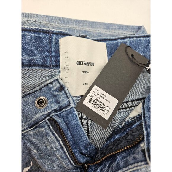 New One Teaspoon Boyfriend Jeans Girls 7-8 Blue Original Artist Denim - Picture 4 of 4